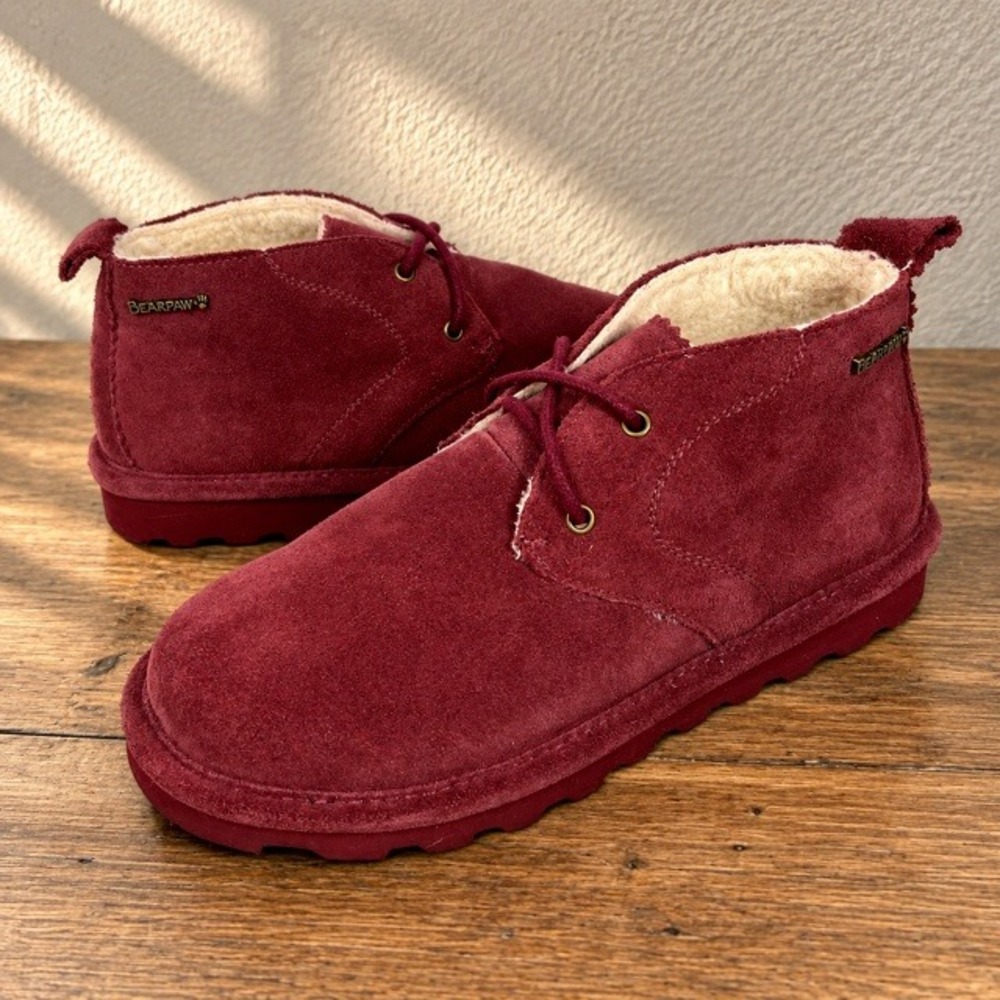 Bearpaw Skye Women's 8 Burgundy Suede Wool Blend Chukka Ankle Boots